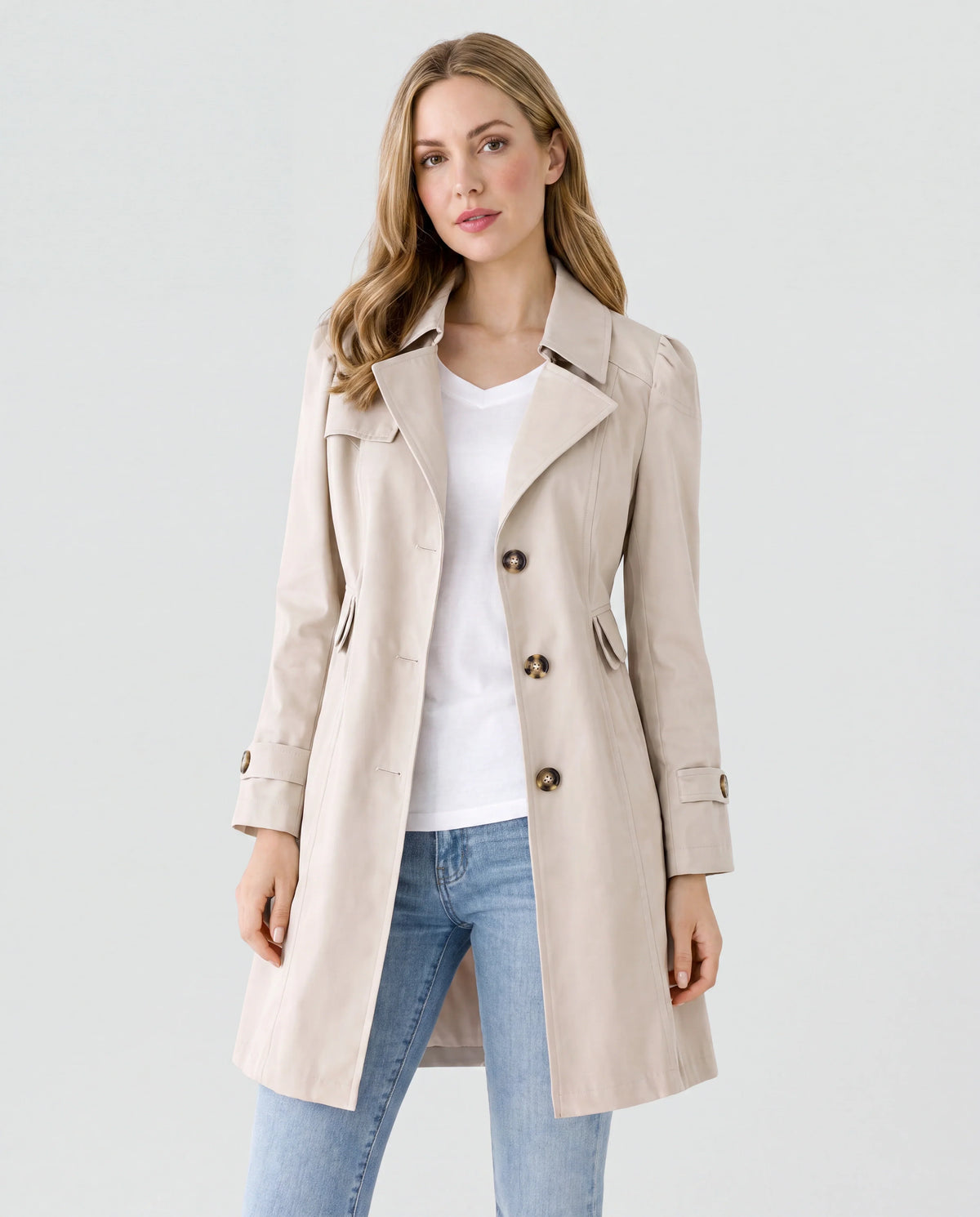 Women's Lightweight Trench Coat with Button Front