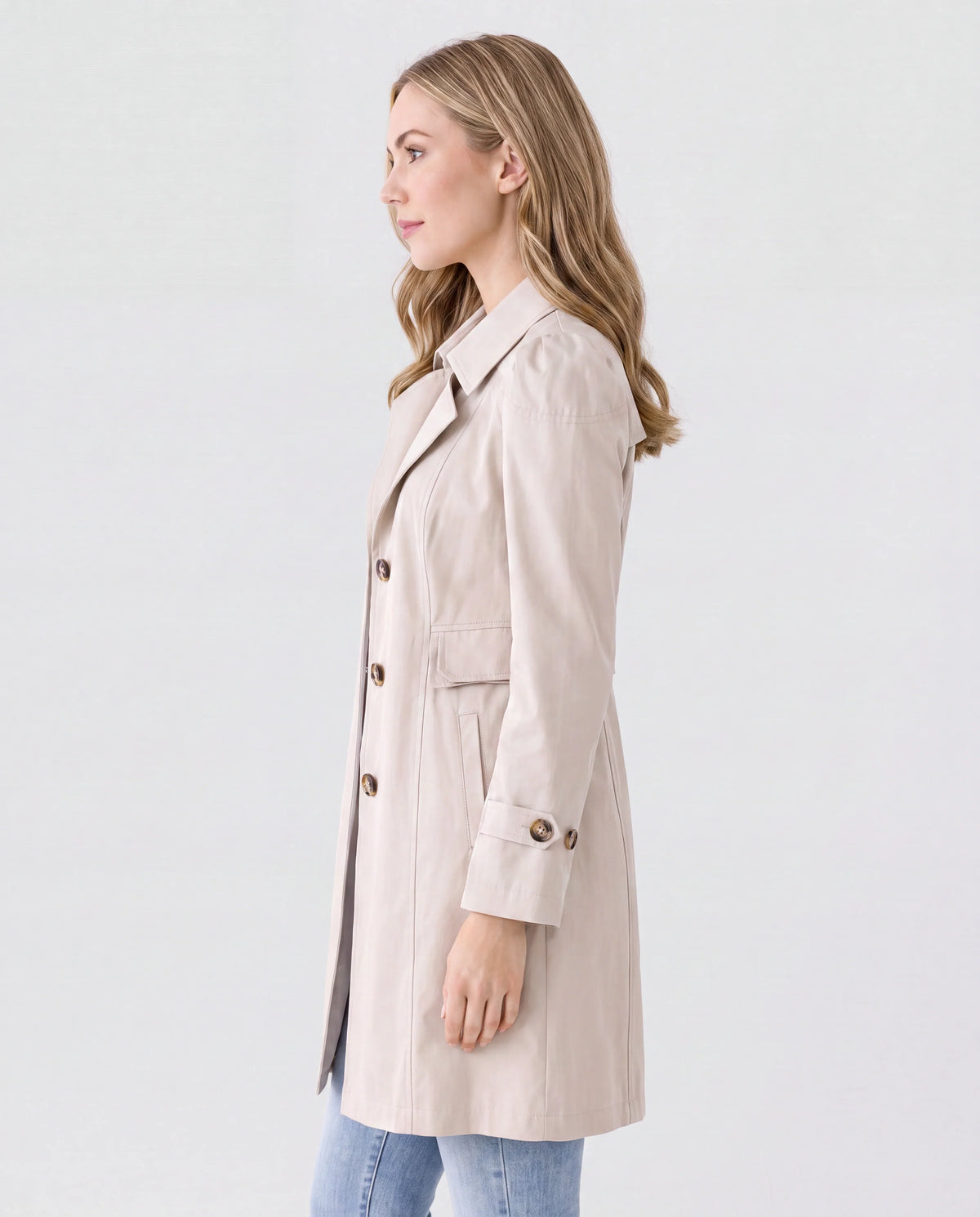Women's Lightweight Trench Coat with Button Front