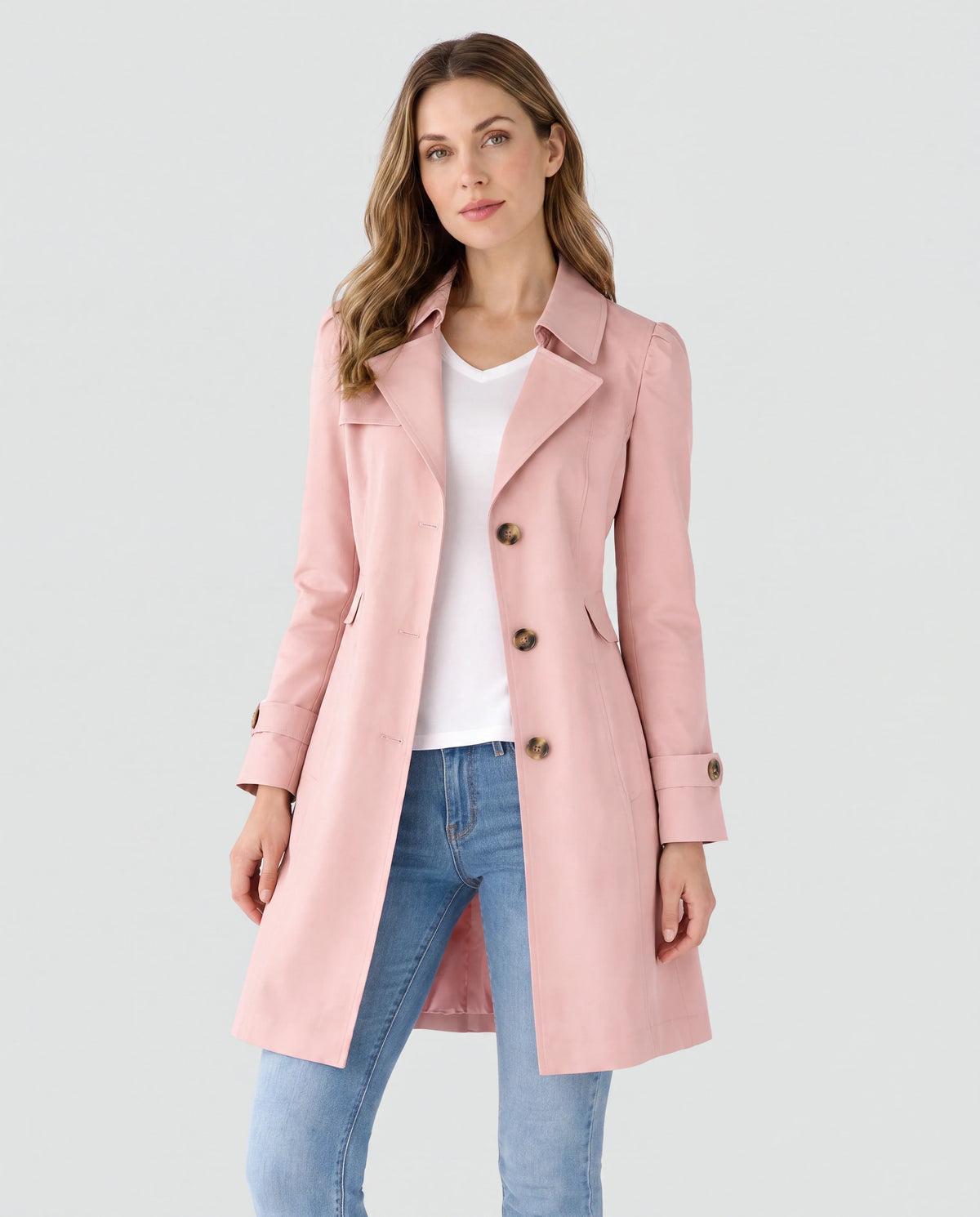 Women's Lightweight Trench Coat with Button Front