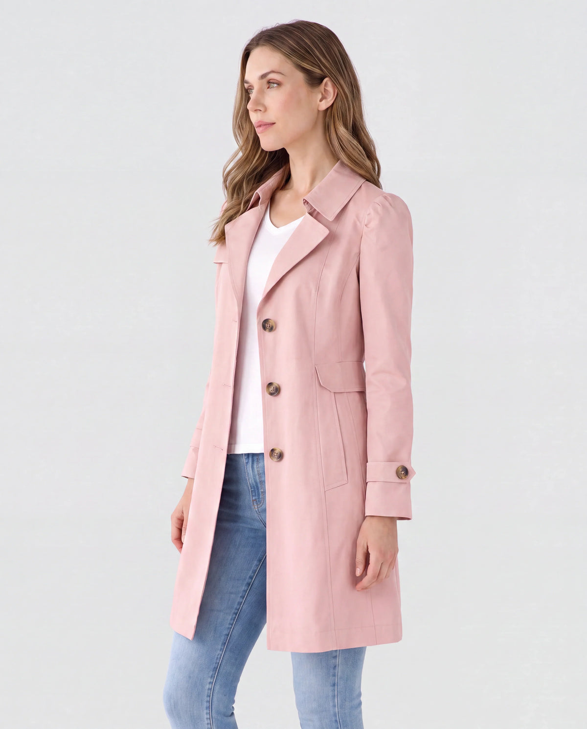 Women's Lightweight Trench Coat with Button Front