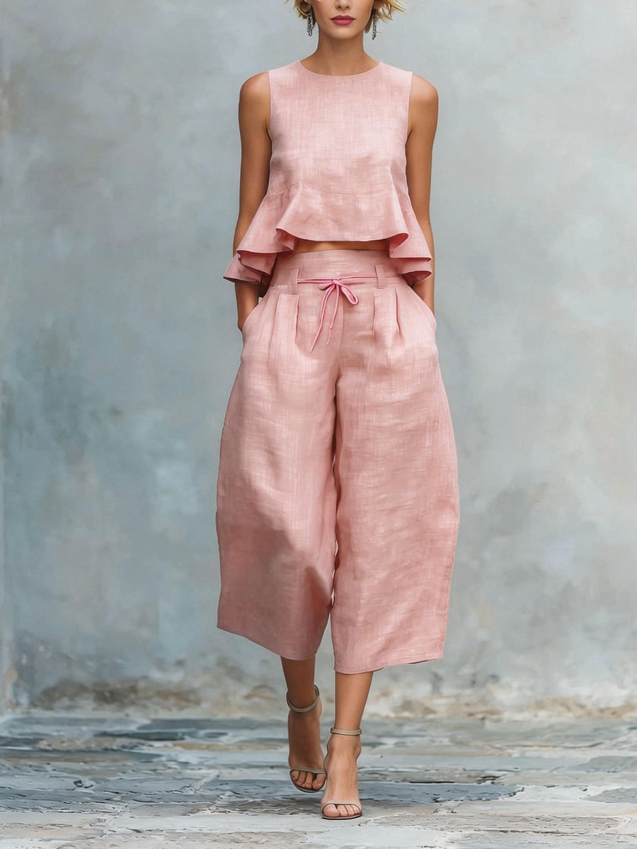 Ruffled Capri Pants Set