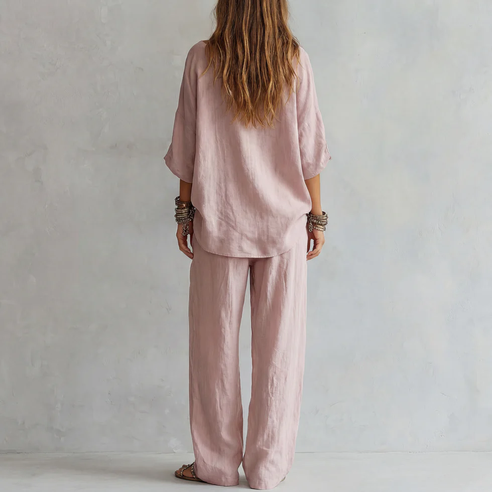 Off-shoulder Wide-leg Pants Set