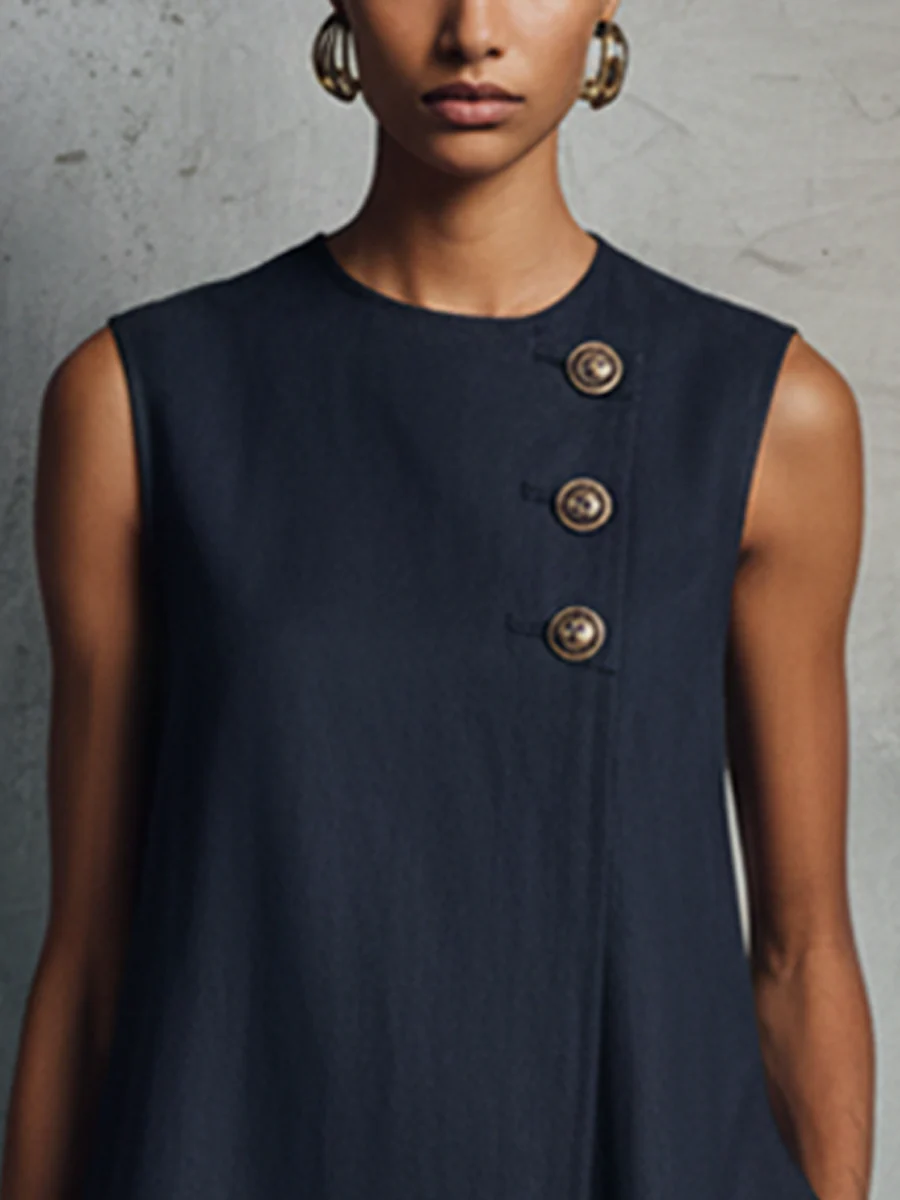 Navy Blue Sleeveless Mini Dress