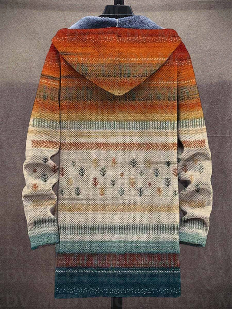 Zalie Autumn Hooded Cardigan with Artistic Inspiration