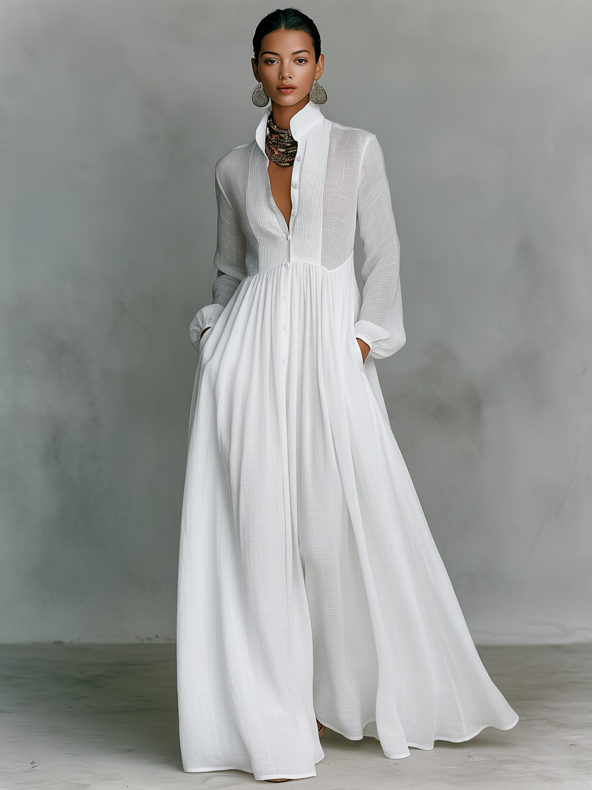 High-collar Maxi Dress