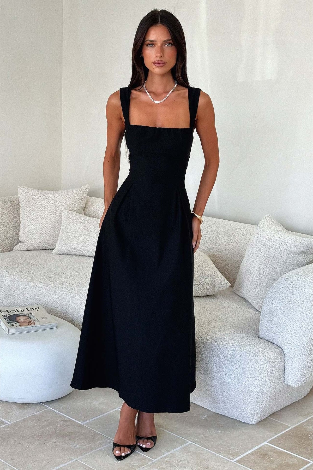 Waist Cinched Strap Vacation Dress