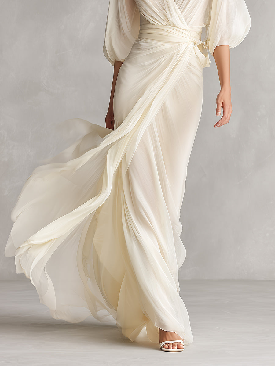 Ivory Sheer Maxi Dress