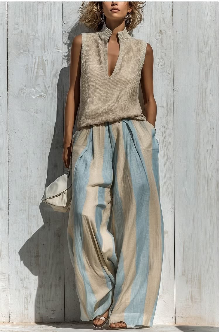Loose Striped Pants Set