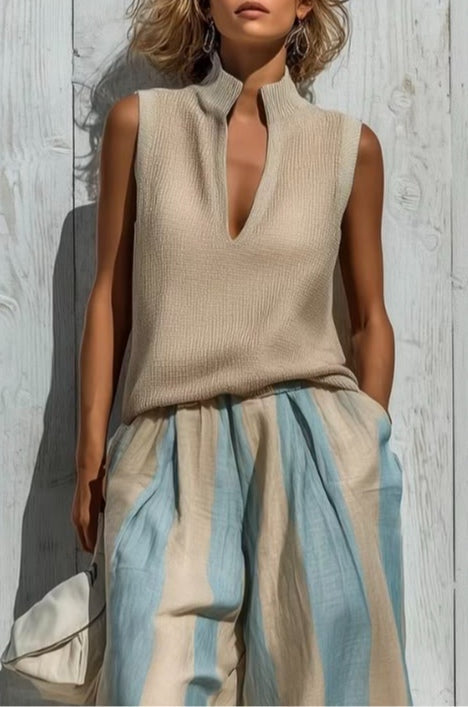 Loose Striped Pants Set