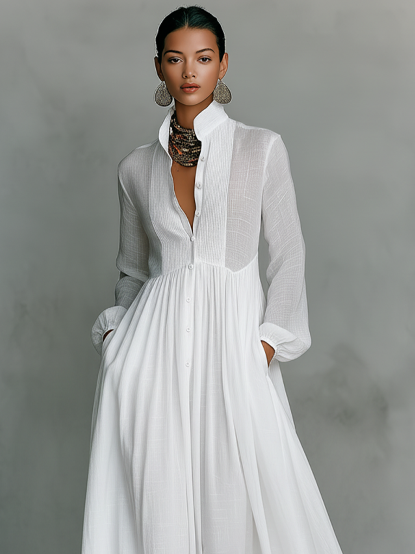 High-collar Maxi Dress