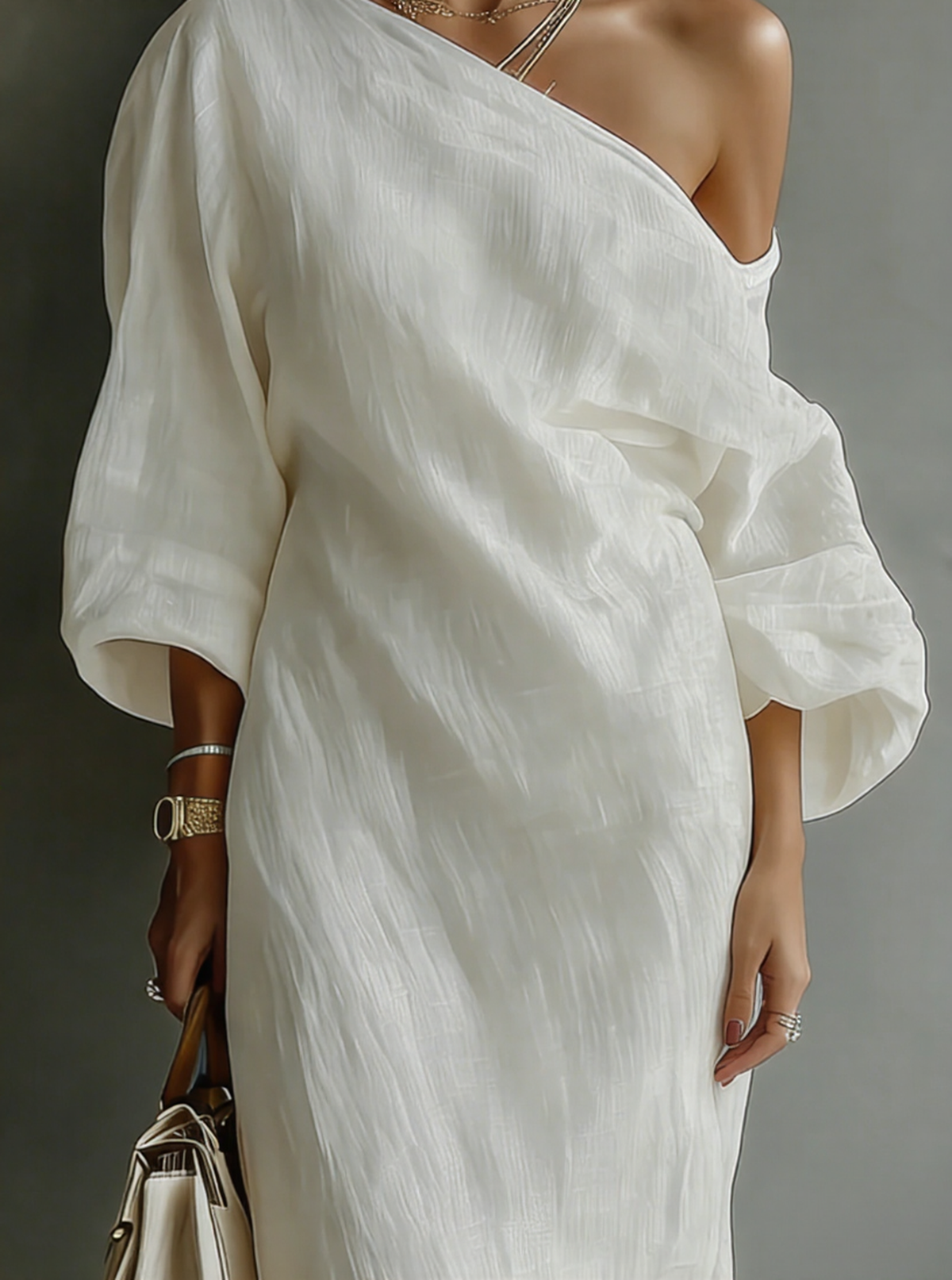 White One-Shoulder Maxi Dress