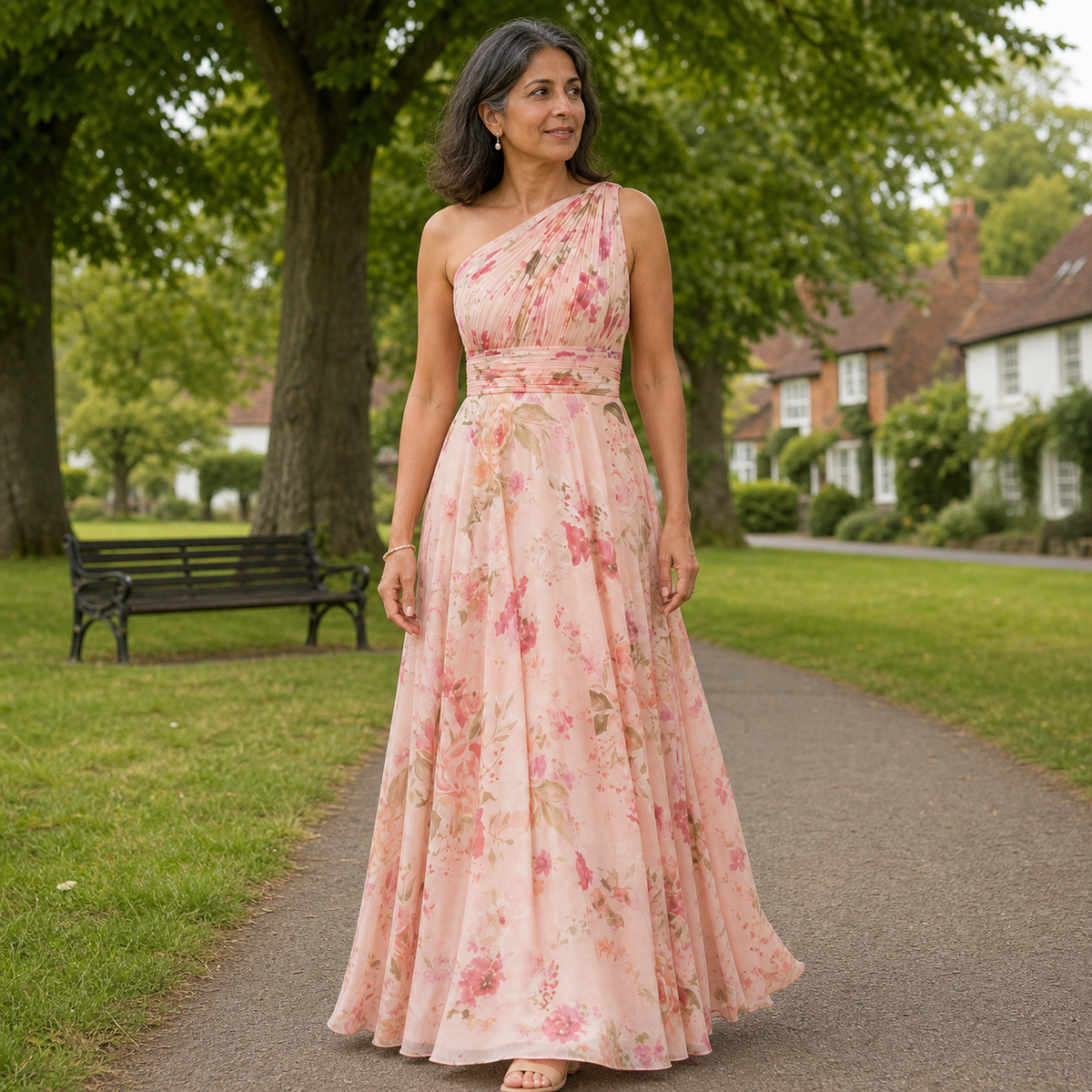 Blush One-Shoulder Maxi Dress