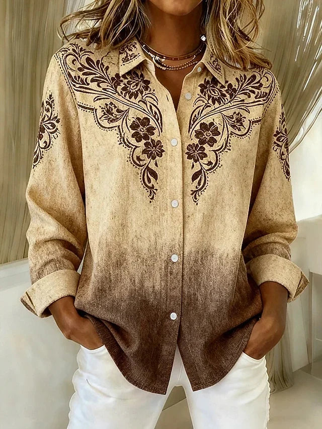 Tucson Vintage Western Floral Button Blouse