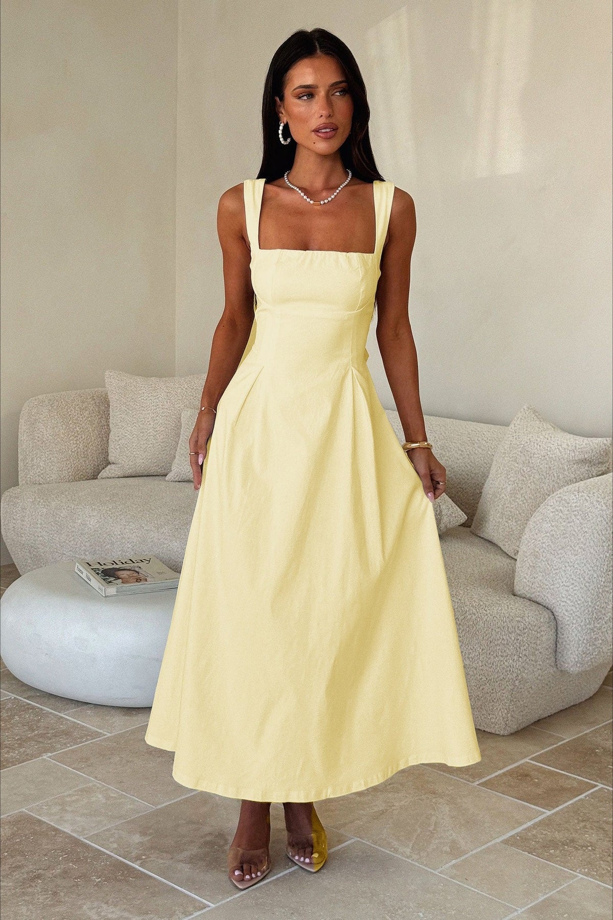 Waist Cinched Strap Vacation Dress