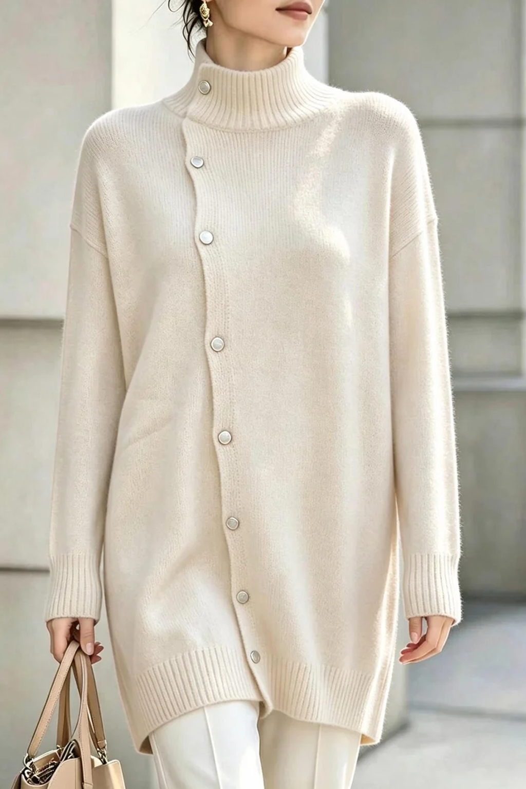 High Neck Sweater Cardigan
