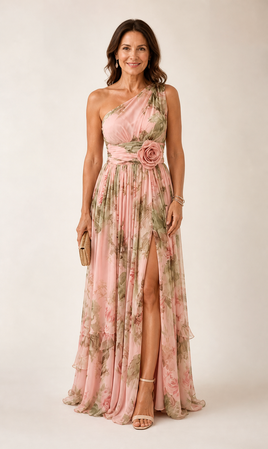 Floral Rosette Maxi Dress