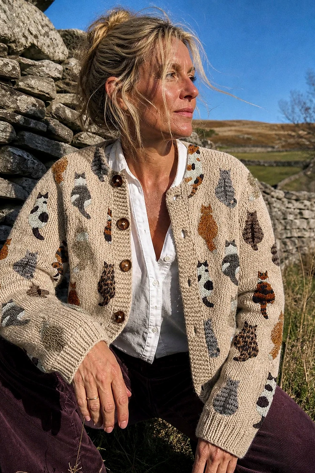 Charlotte Cozy Cat Print Cardigan