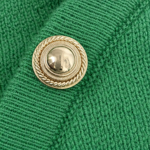 Gold-Tone Button Mock Neck Sweater
