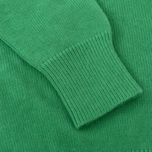 Gold-Tone Button Mock Neck Sweater