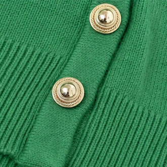Gold-Tone Button Mock Neck Sweater