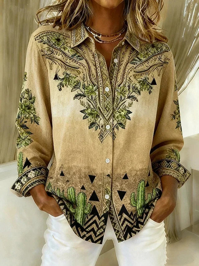 Tucson Vintage Western Floral Button Blouse
