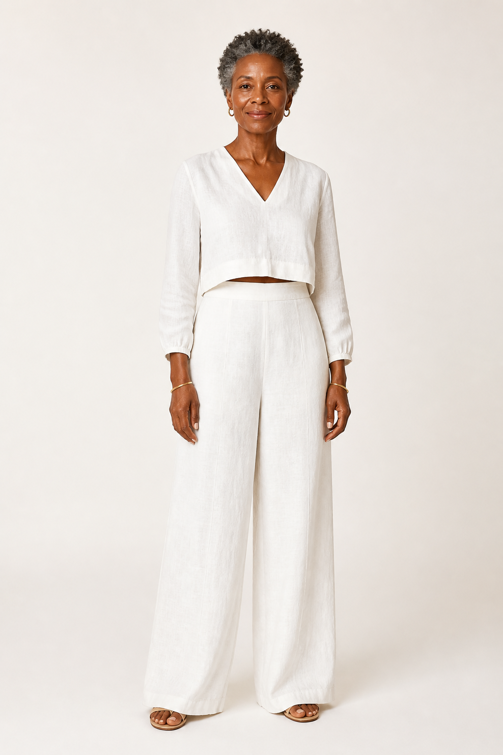 Cropped Top and High-Waisted Trousers
