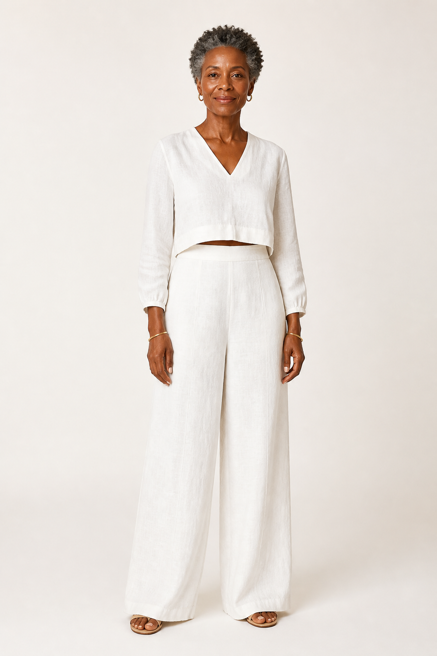 Cropped Top and High-Waisted Trousers