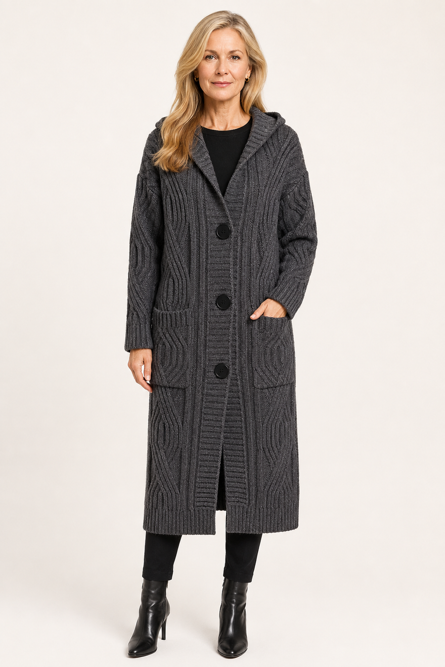 Over-The-Knee Loose Knitwear Jacket