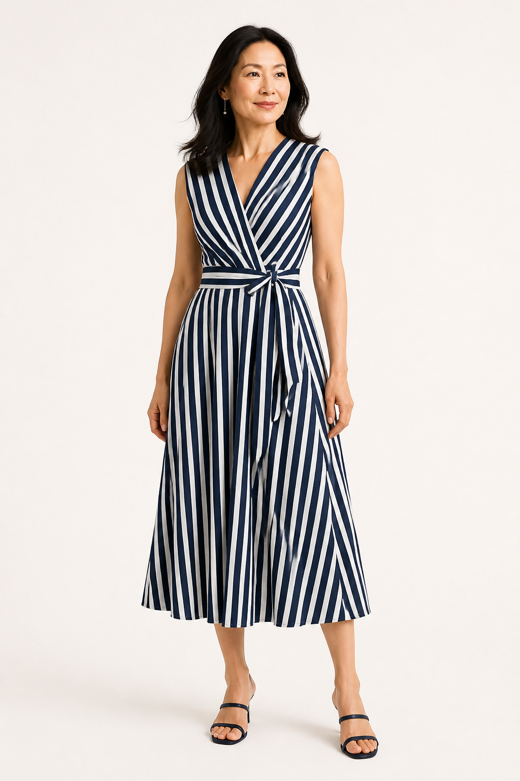Vertical Striped Sleeveless Dress