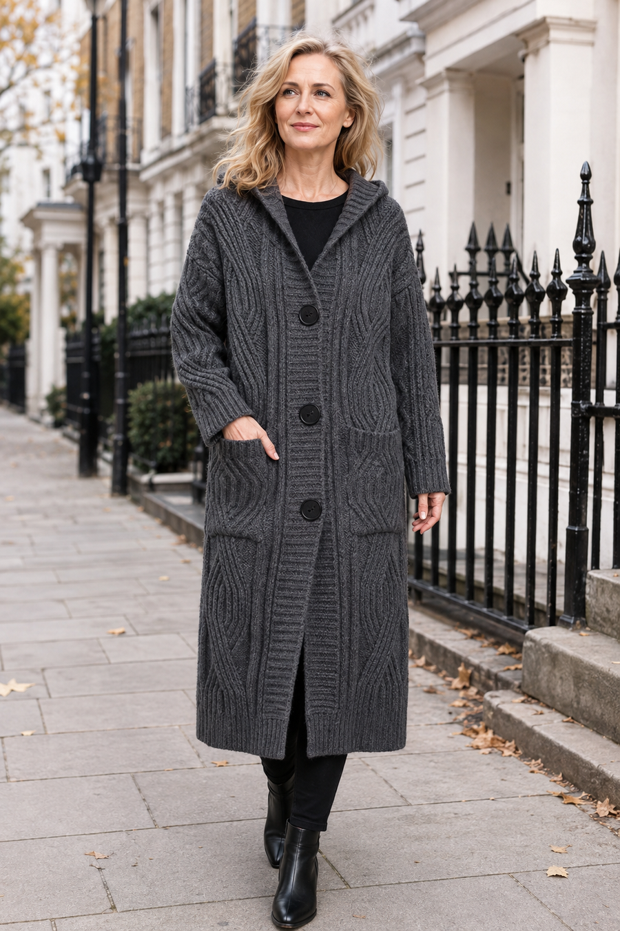 Over-The-Knee Loose Knitwear Jacket