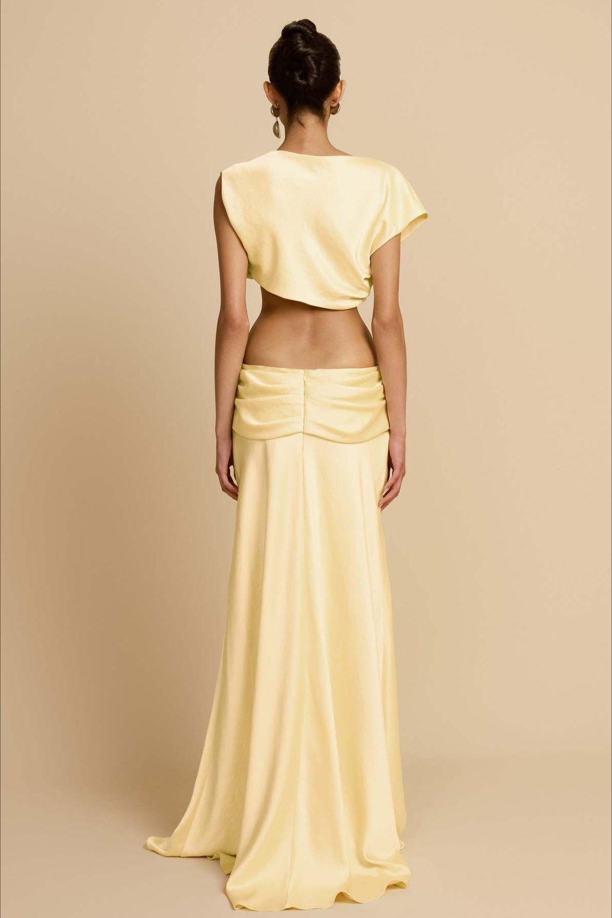 Ruched Panel Strapless Top High Waist Skirt Set