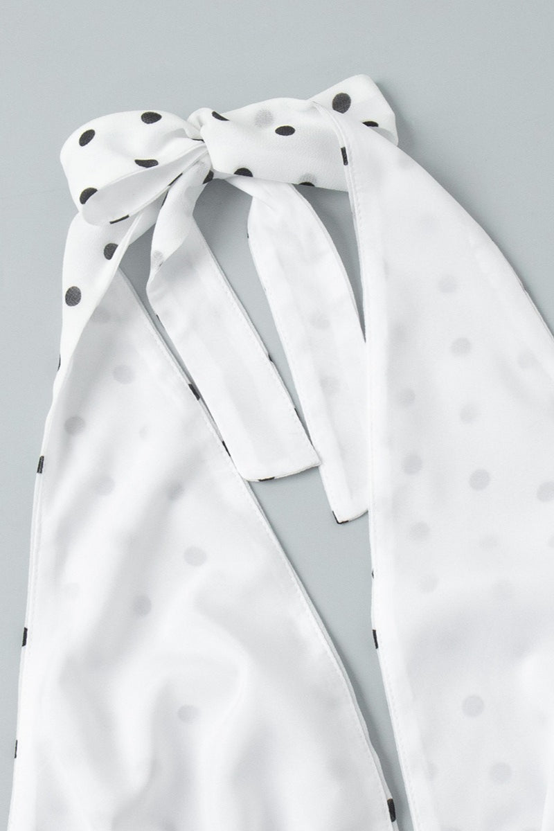 Sexy Polka Dot Halter Tie Top Low Rise Skirt Set