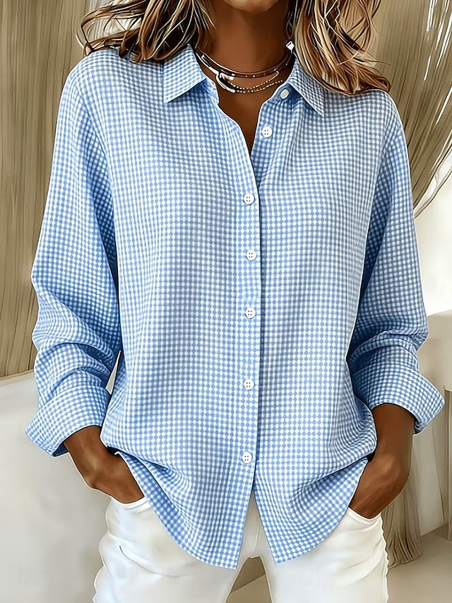 Hillrose Relaxed Gingham Button-Front Blouse