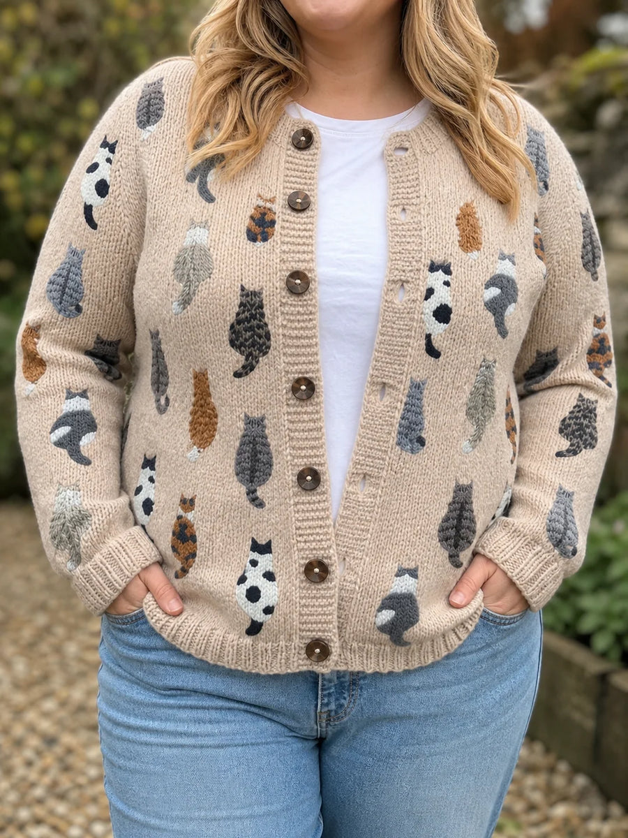 Charlotte Cozy Cat Print Cardigan