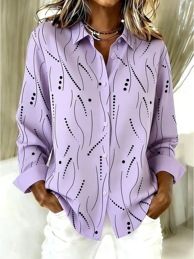 Dawnsley Casual Abstract Print Button Blouse