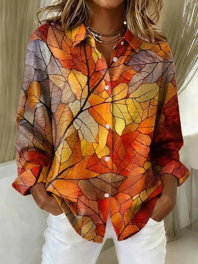 Melrose Vintage Botanical Print Button Blouse