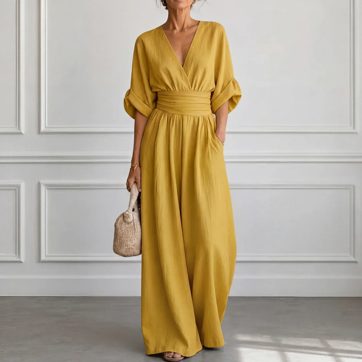 Wide Leg V-Neck Jumpsuit