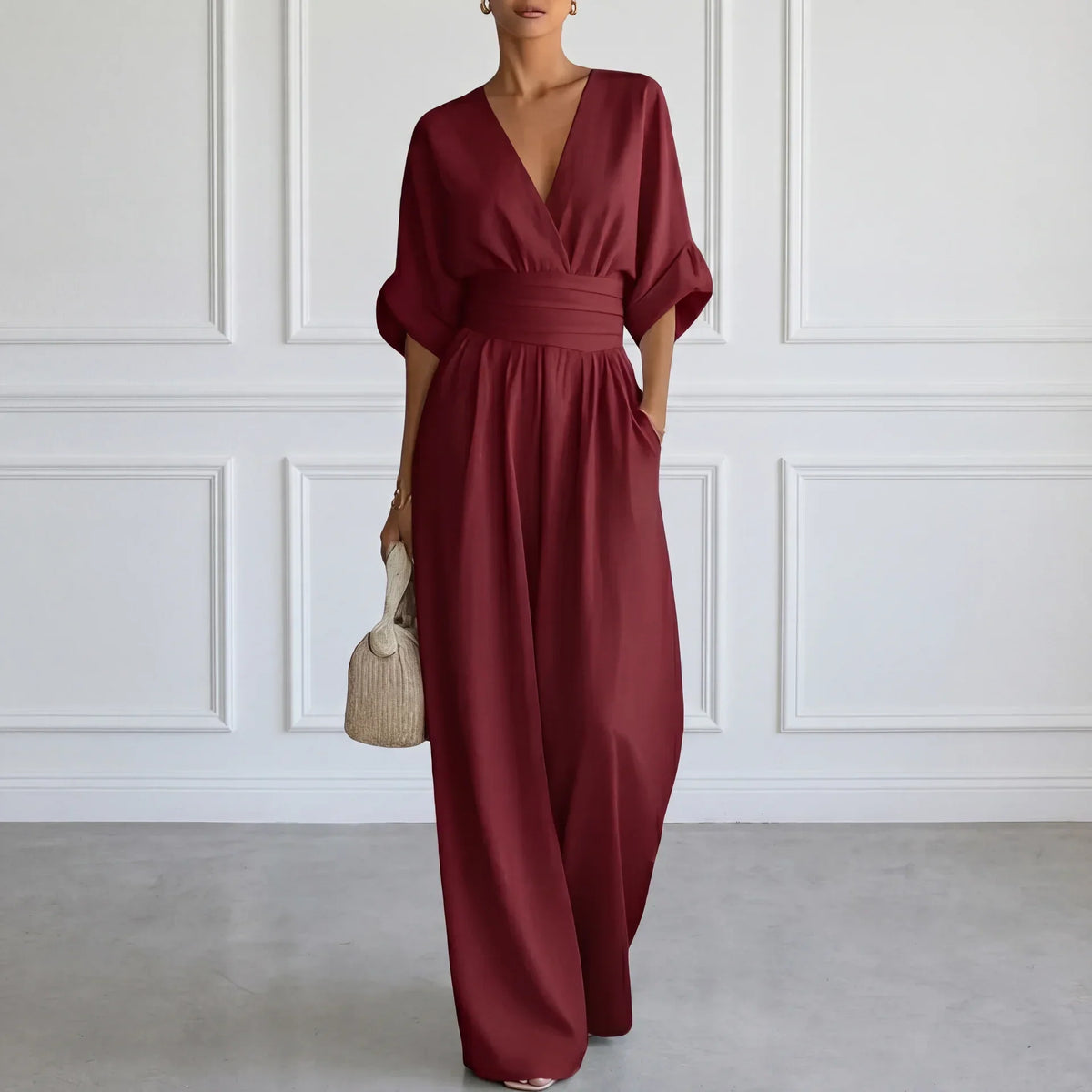 Wide Leg V-Neck Jumpsuit