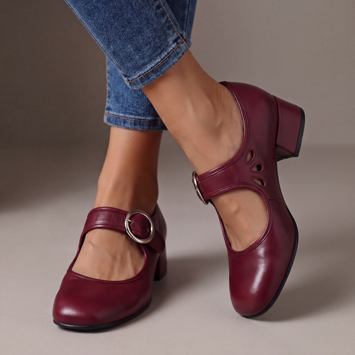 Josephine Buckle Strap Low Block Heel