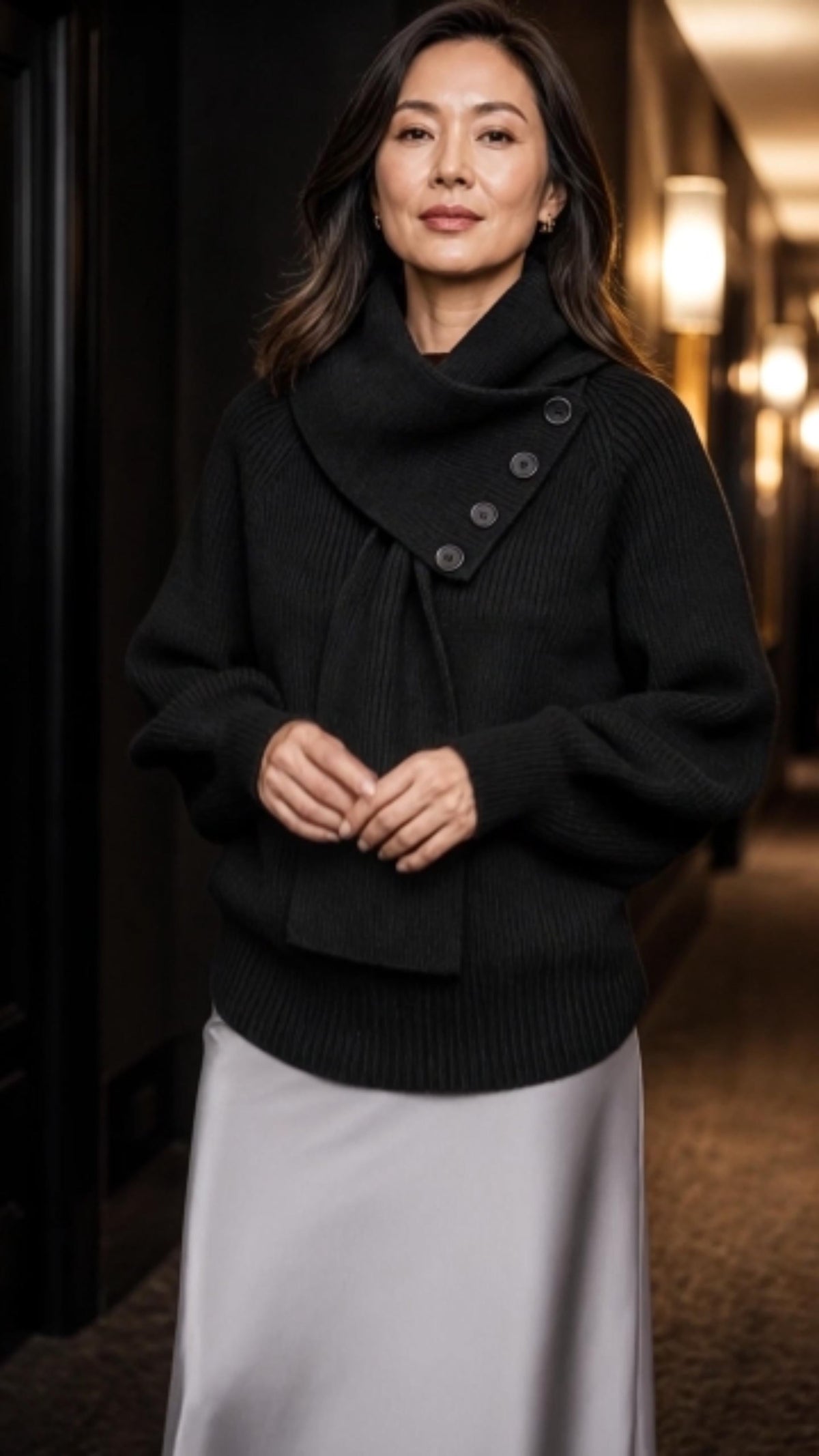 Alysa Cozy Scarf-Neck Sweater
