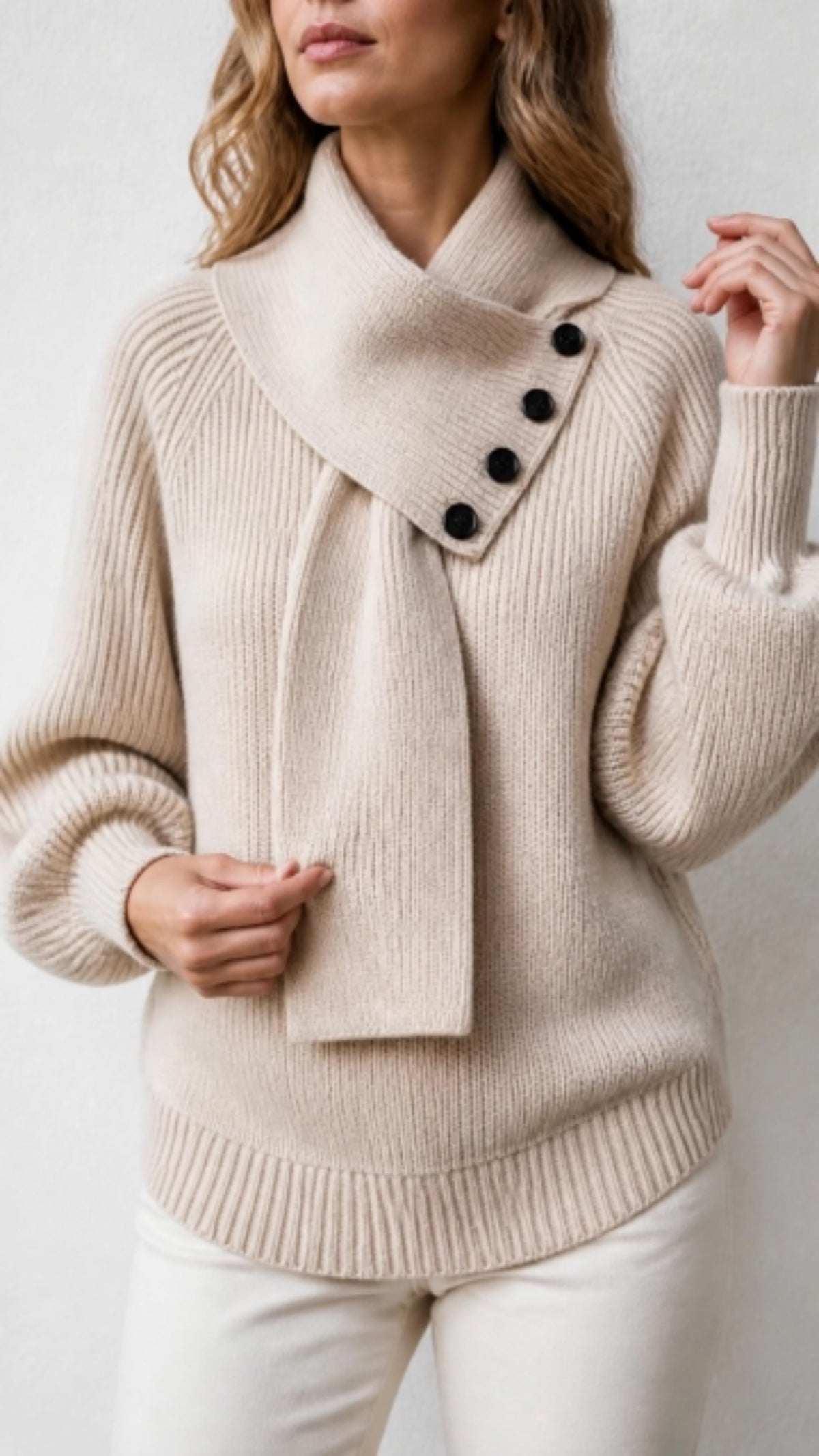 Alysa Cozy Scarf-Neck Sweater