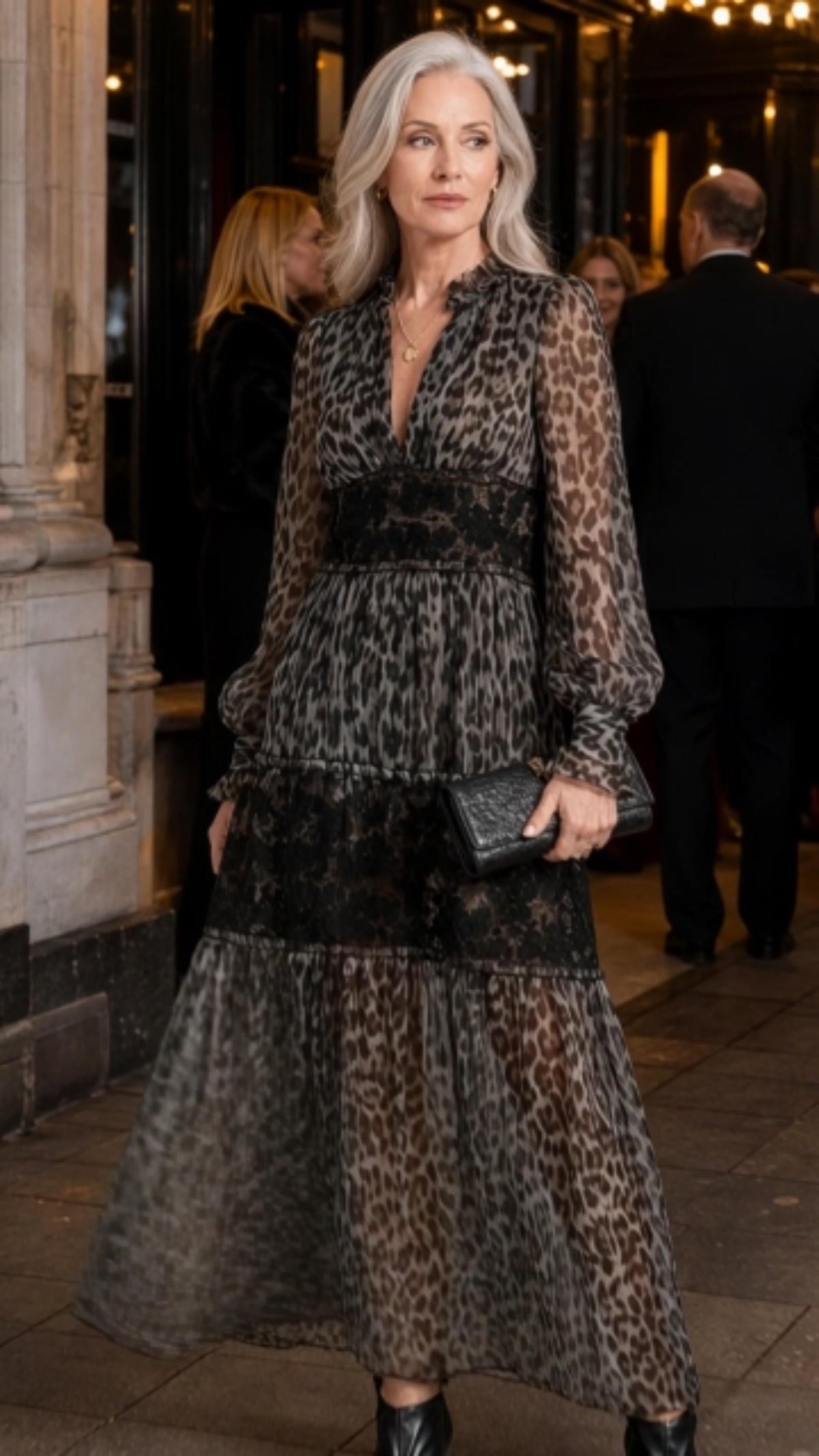 Leopard Print Long Sleeves Dress