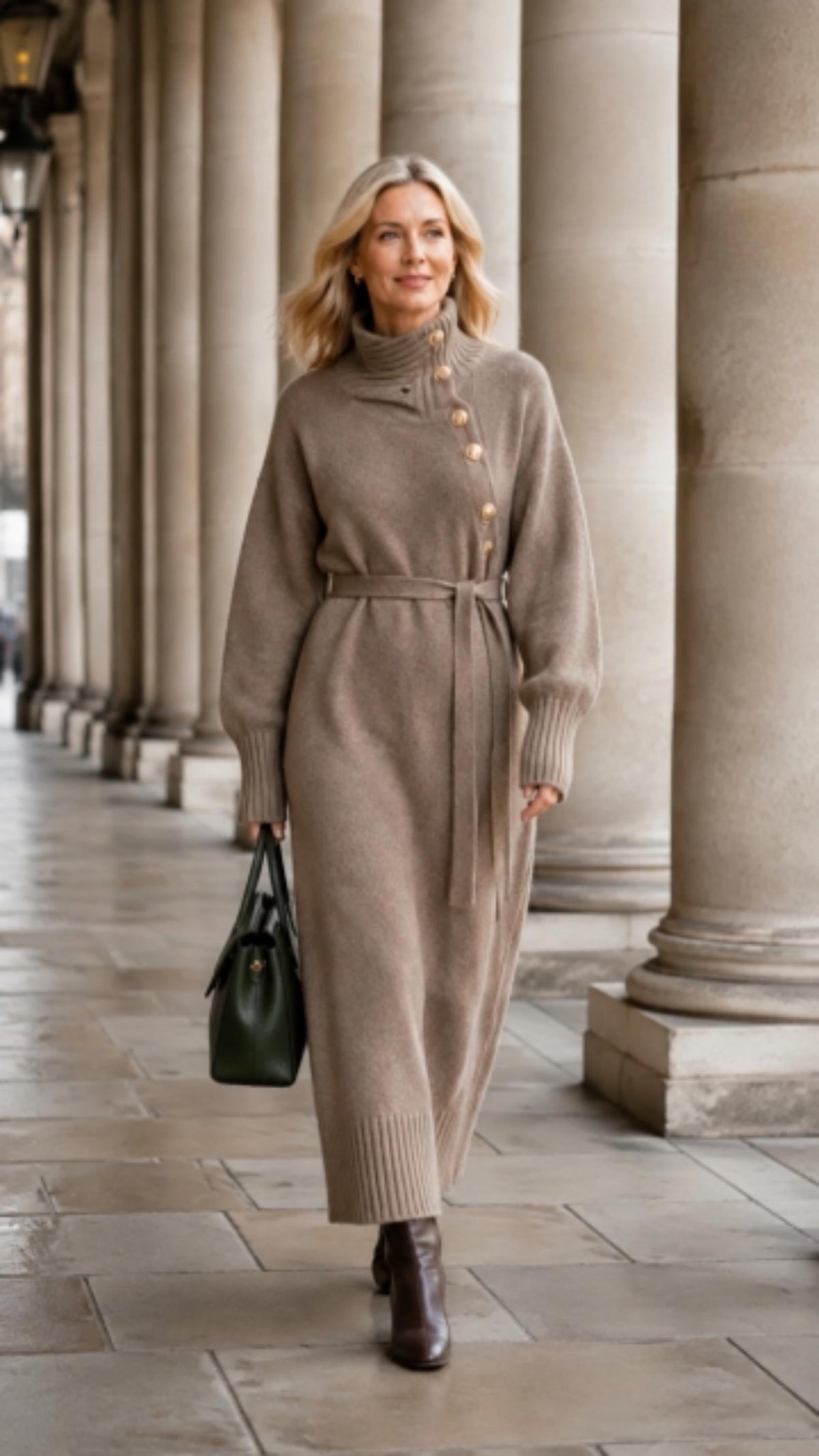 Gricella Winter Robe Sweater Maxi Dress