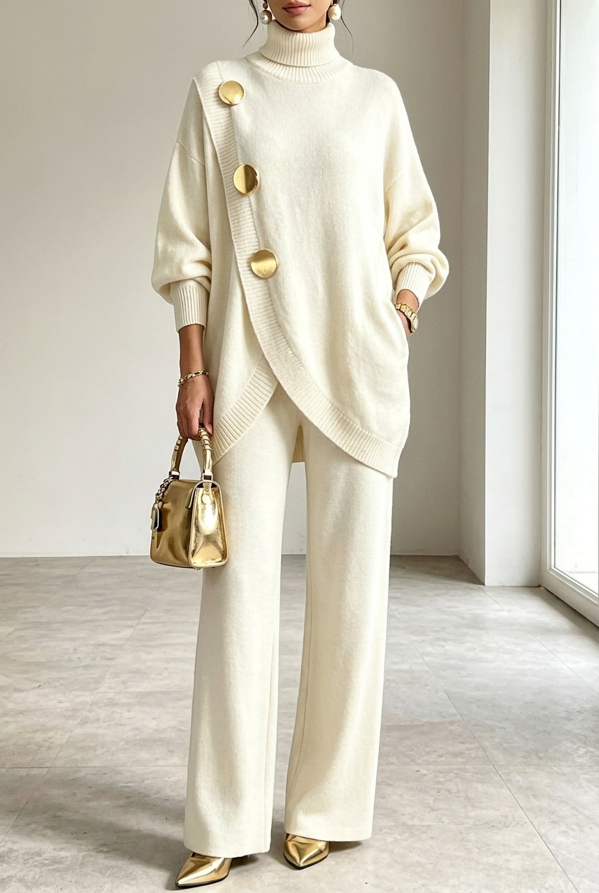 Asymmetric Knit Two-Piece Set