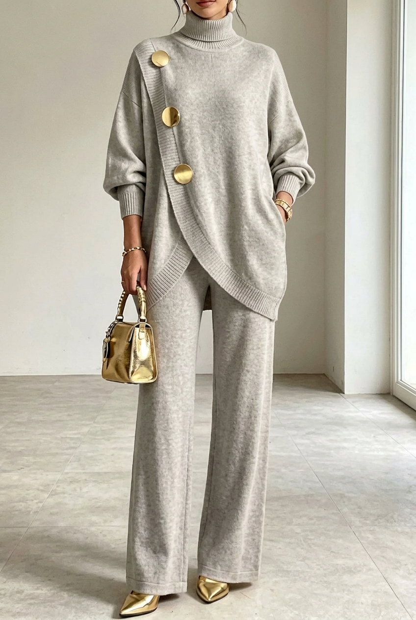 Asymmetric Knit Two-Piece Set