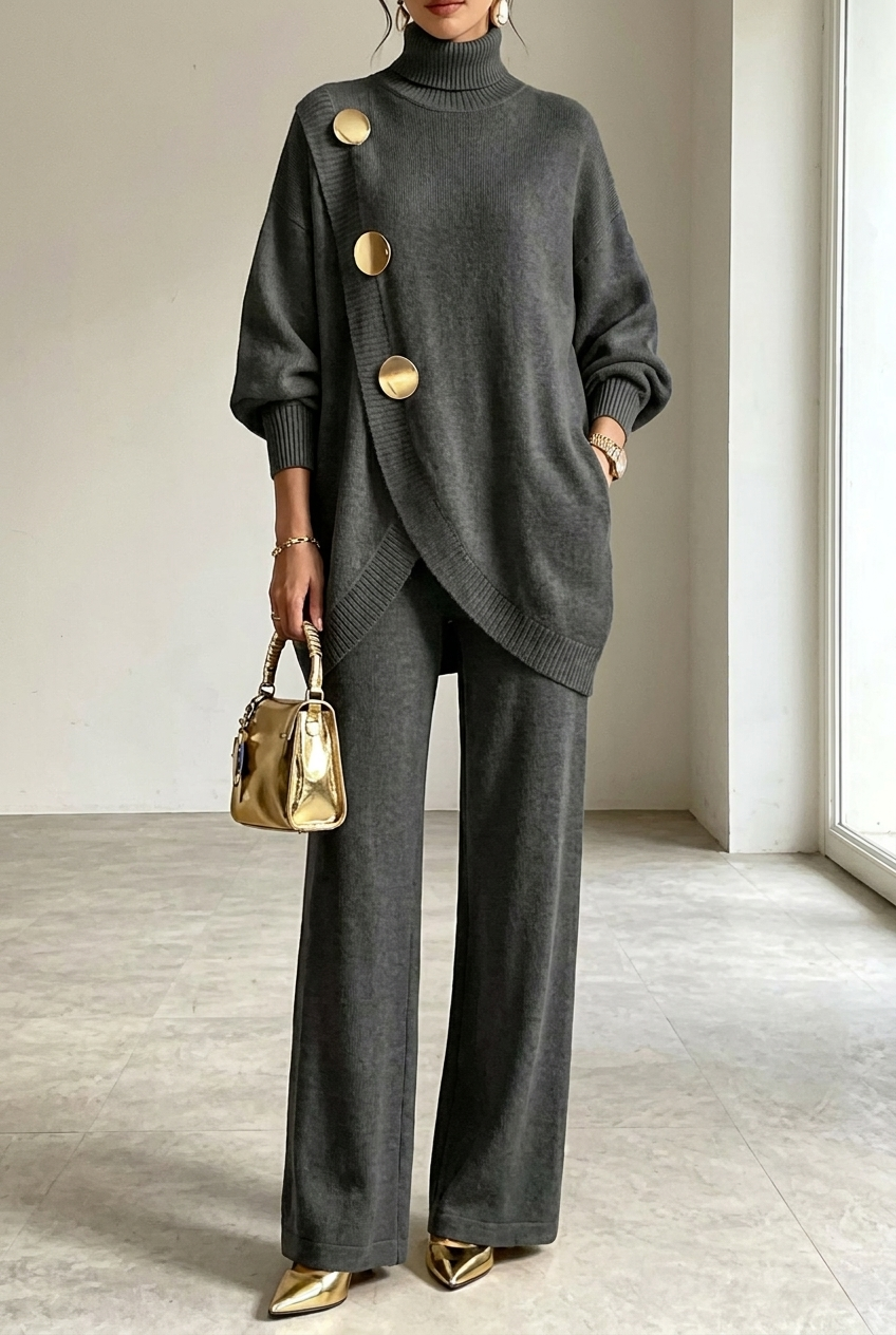 Asymmetric Knit Two-Piece Set