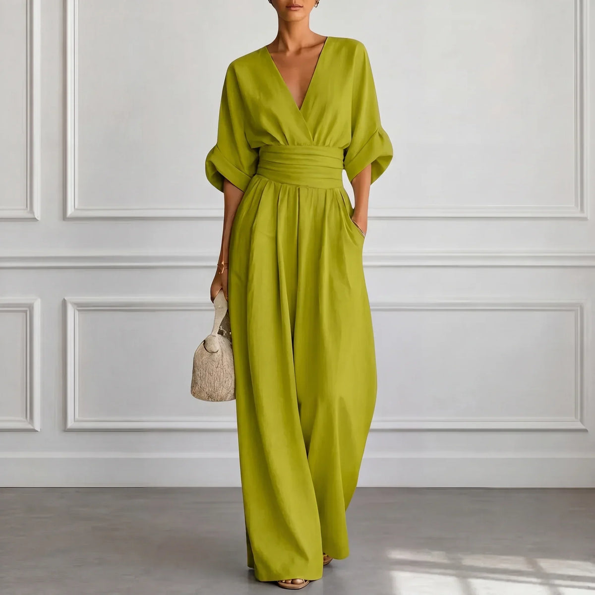 Wide Leg V-Neck Jumpsuit