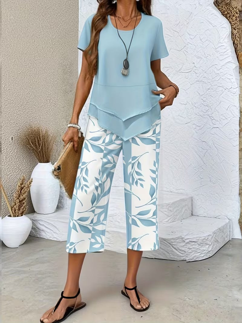 Leaf Print Pants Set