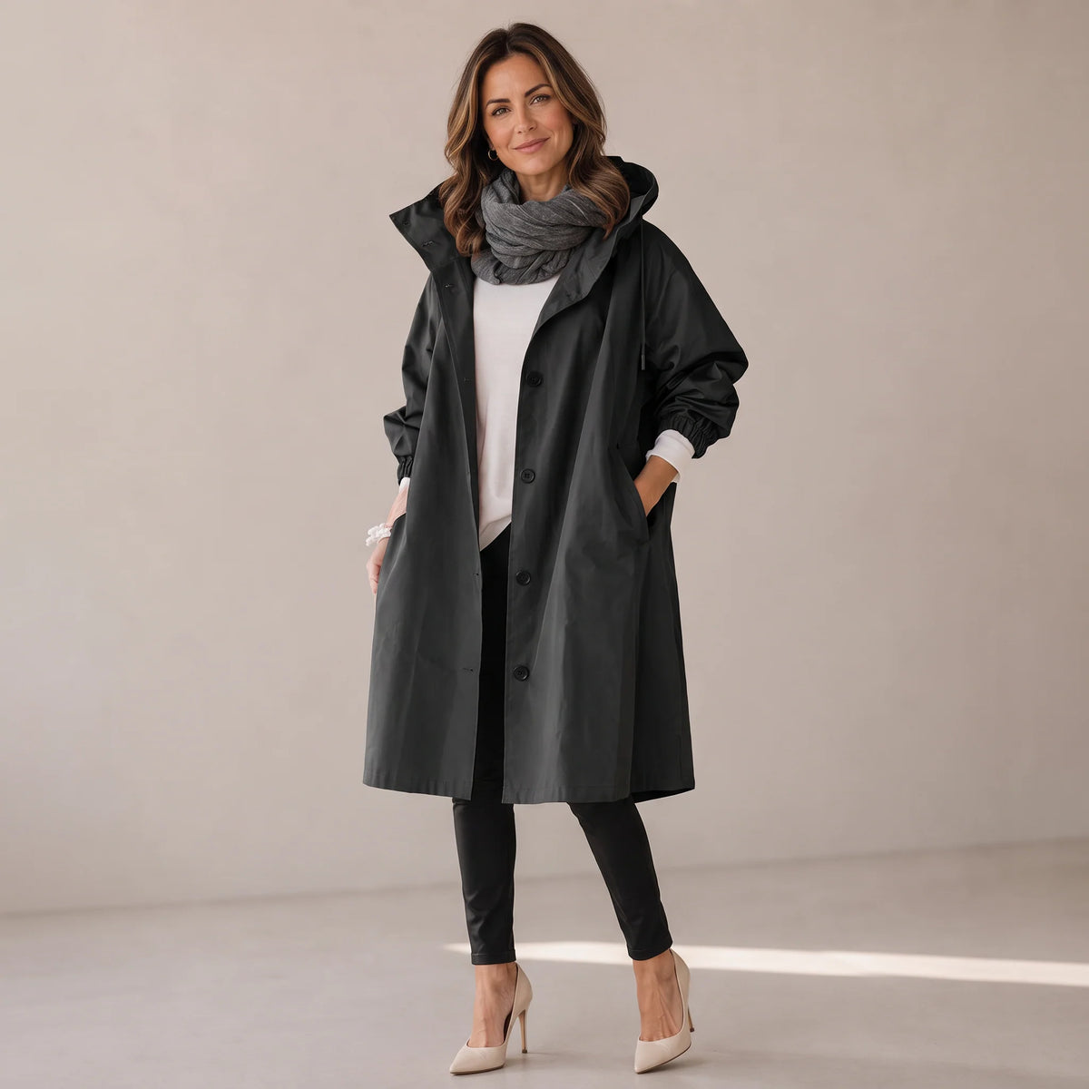 Catherine | Hooded Longline Trench Coat