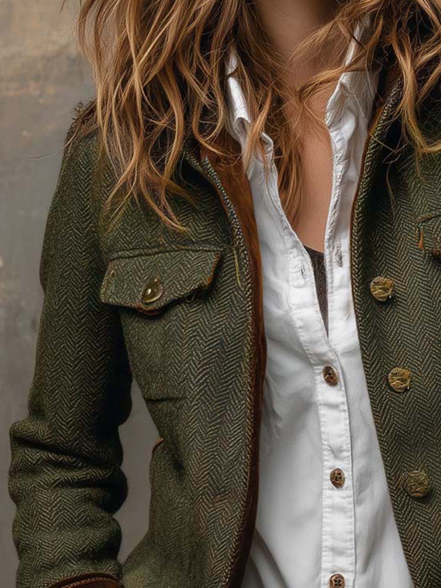 Women’s Military Jacket with Stand Collar